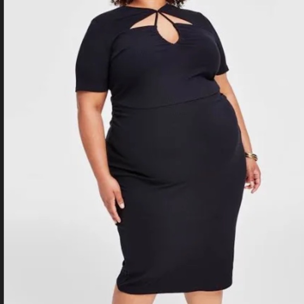 Nina Parker Black Ribbed Bodycon Dress